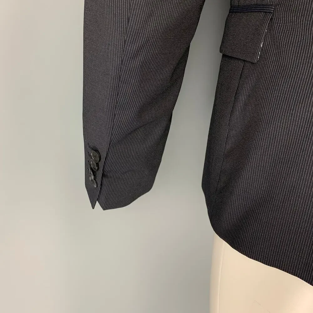 THE KOOPLES Size 40 Navy Pinstripe Wool Peak Lapel Sport Coat